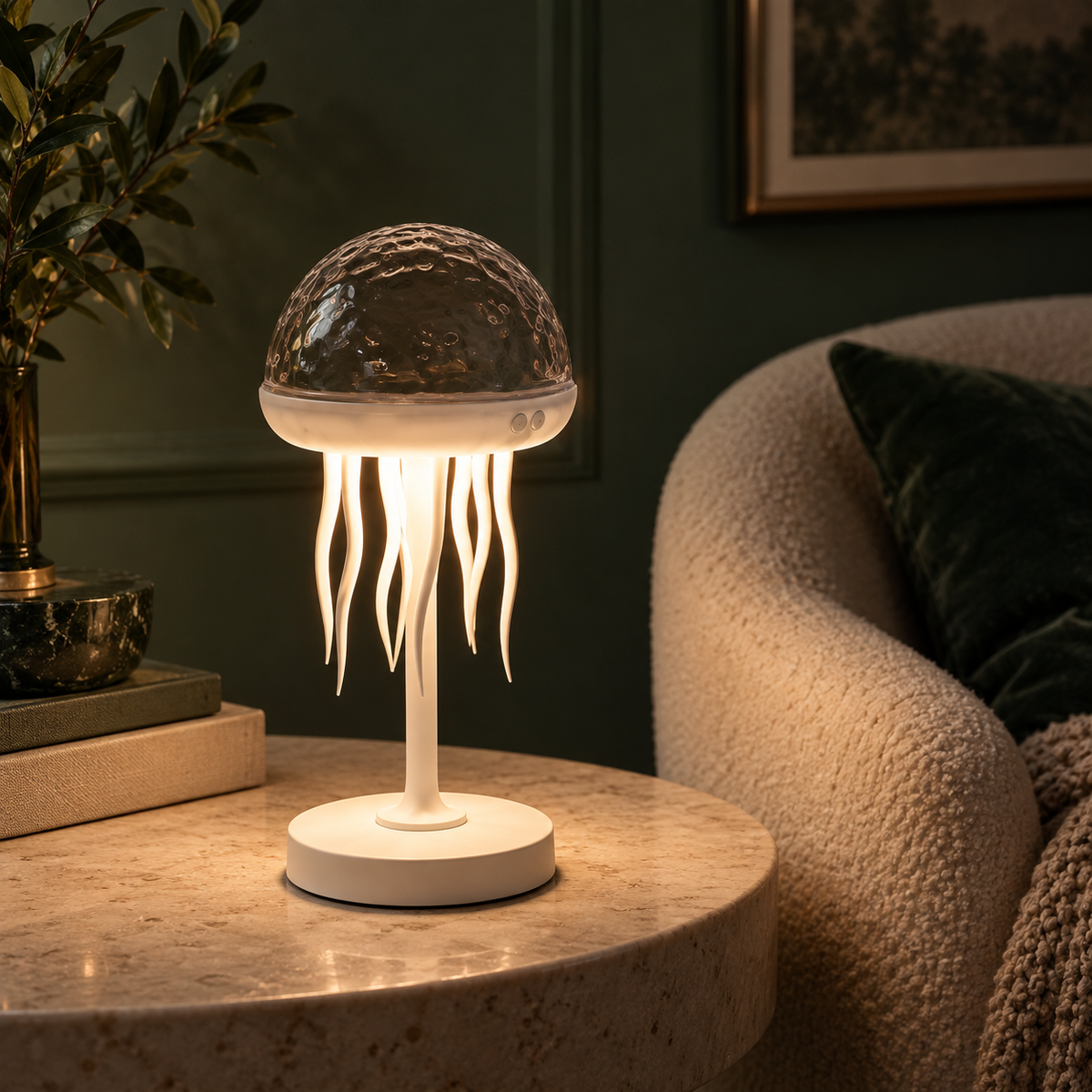 Lampe Médusa mise en situation salon avec canapé – décoration moderne